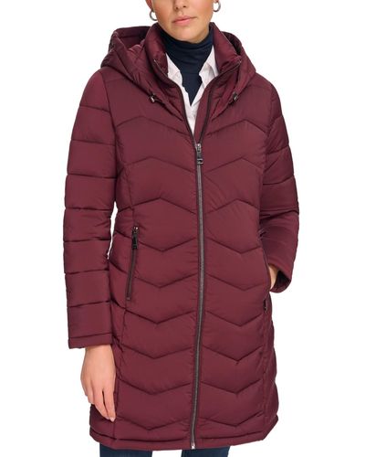 Calvin Klein Hooded Packable Puffer Coat - Red