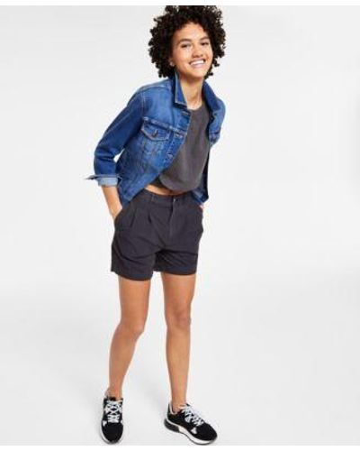 Calvin Klein Denim Trucker Jacket Tee Cuffed Shorts - Blue