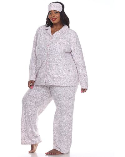 White Mark Plus Size 3-piece Pajama Set - Pink