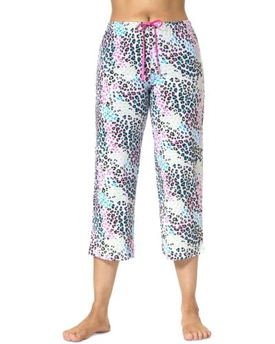 Hue Spring Leopard Printed Capri Pajama Pants - Blue