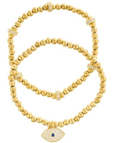Adornia Plated Pair Of Bead Bracelets - Metallic