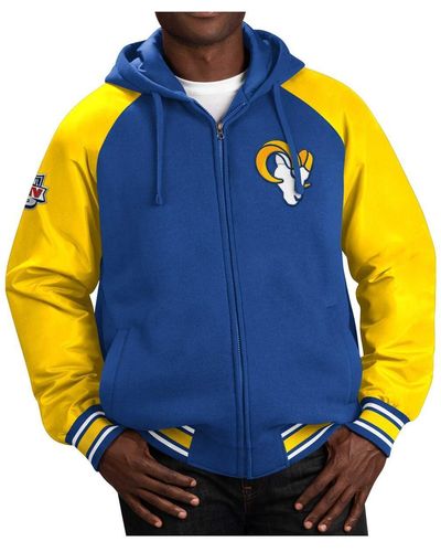 G-III 4Her by Carl Banks Los Angeles Rams Defender Raglan Full-zip Hoodie Varsity Jacket - Blue