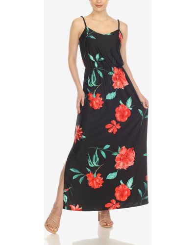 White Mark Floral Strap Maxi Dress - Red