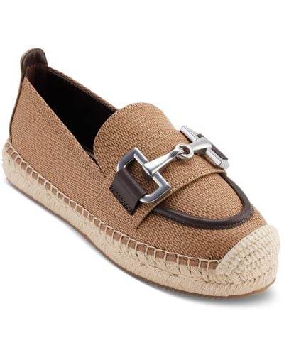 DKNY Mally Slip On Bit Buckle Espadrille Loafer Flats - Brown
