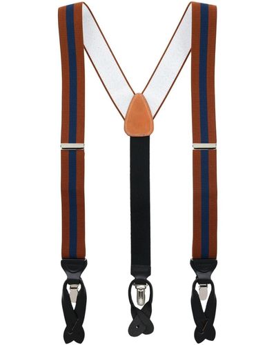 Trafalgar Oliver Stripe 35mm Convertible Suspenders - White