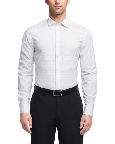 Calvin Klein Refined Cotton Stretch Slim Fit Wrinkle Free Dress Shirt - White