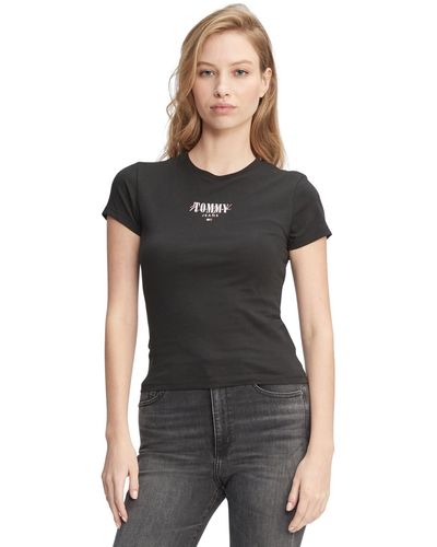 Tommy Hilfiger Slim-fit Essential Logo Graphic T-shirt - Black