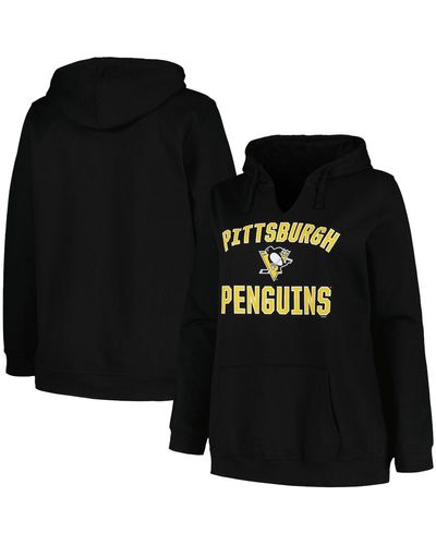 Profile Pittsburgh Penguins Plus Size Arch Over Logo Pullover Hoodie - Black