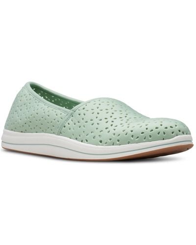 Clarks Cloudsteppers Breeze Emily Perforated Loafer Flats - Green