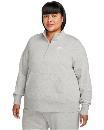 Nike Plus Size Active Sportswear Club 1/2-zip Fleece Sweatshirt - Gray