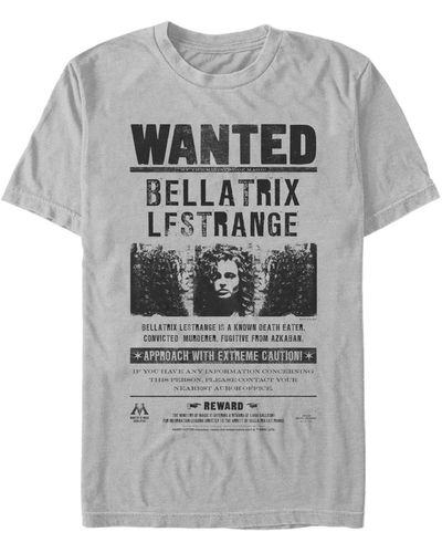 Fifth Sun Harry Potter Bellatrix Lestrange Wanted Poster Short Sleeve T-shirt - Metallic