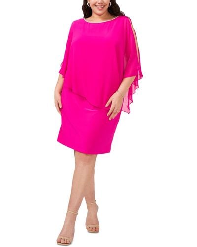 Msk Plus Size Embellished Chiffon-overlay Dress - Pink