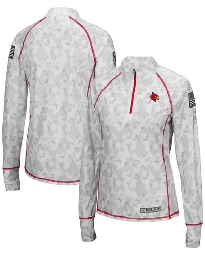Colosseum Athletics Louisville Cardinals Oht Military-inspired Appreciation Officer Arctic Camo 1/4-zip Jacket - Gray