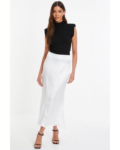 Quiz Satin Maxi Skirt - White