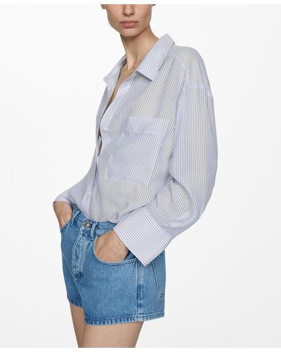Mango Pocket Striped Shirt - Blue