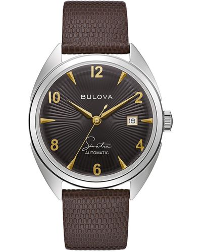 Bulova Frank Sinatra Automatic Leather Strap Watch 39mm - Brown