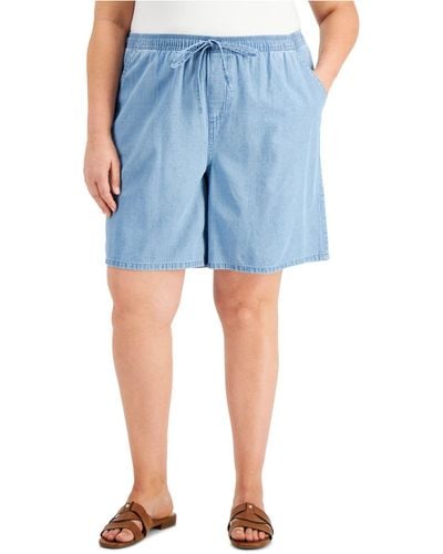Karen Scott Cotton Gemma Shorts, Created For Macy's - Blue