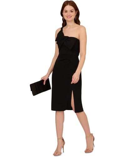Adrianna Papell Bow-front One-shoulder Dress - Black