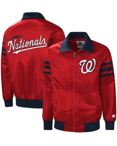 Starter Washington Nationals The Captain Ii Full-zip Varsity Jacket - Red