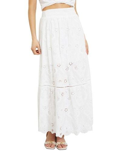 Guess Frida Pointelle Embroidered Pull-on Maxi Skirt - White