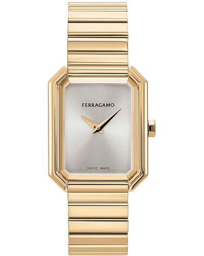 Ferragamo Salvatore Swiss Ion Plated Stainless Steel Bracelet Watch 27x34mm - Metallic