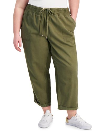 Tommy Hilfiger Plus Size High-rise Cuffed Twill Pants - Green