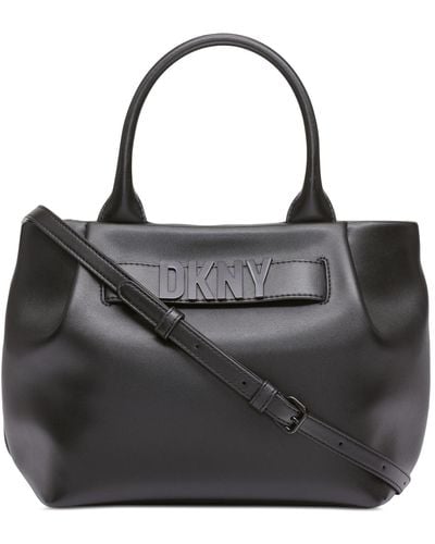 DKNY Pilar Medium Leather Satchel - Black