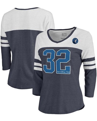 Fanatics Karl-anthony Towns Minnesota Timberwolves Starstruck Name And Number Tri-blend 3/4-sleeve V-neck T-shirt - Blue