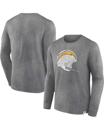 Fanatics Distressed Los Angeles Chargers Washed Primary Long Sleeve T-shirt - Gray