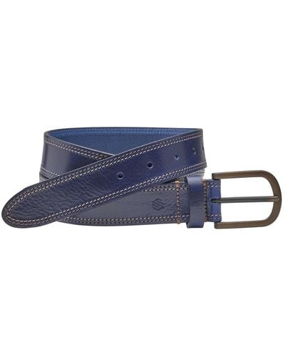 Johnston & Murphy Double Contrast Stitched Belt - Blue