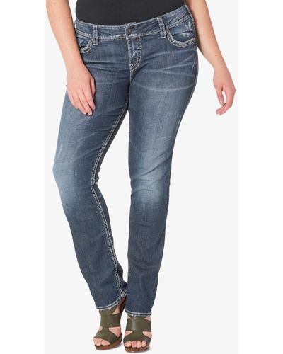 Silver Jeans Co. Plus Size Suki Straight-leg Jeans - Blue