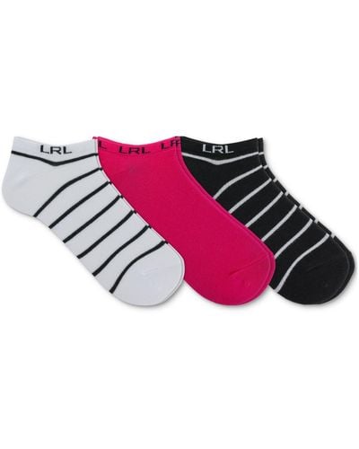 Lauren by Ralph Lauren 3-pk. Medium Stripe Ankle Socks - Pink