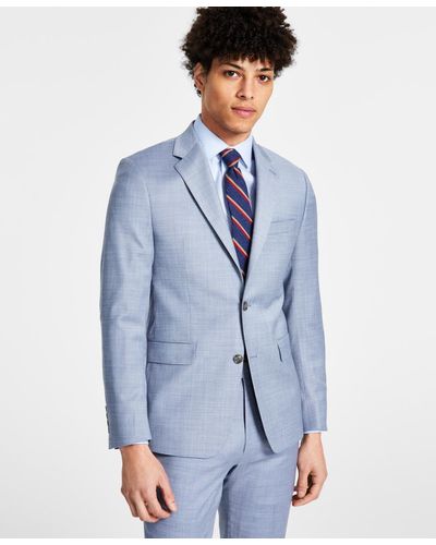 Calvin Klein Skinny-fit Wool-blend Infinite Stretch Suit Jacket - Blue