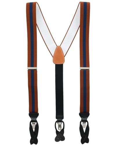 Trafalgar Oliver Stripe Convertible Suspenders - White