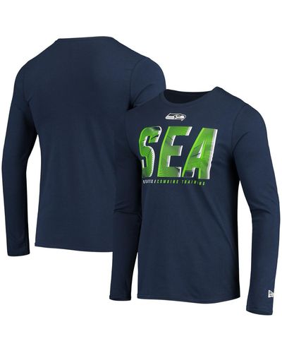 KTZ College Seattle Seahawks Combine Authentic Static Abbreviation Long Sleeve T-shirt - Blue