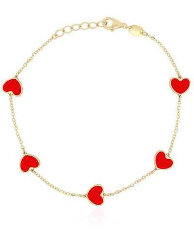 The Lovery Coral Heart Station Bracelet - Red