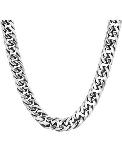 Steeltime Stainless Steel Cuban Link Chain Necklaces - Metallic