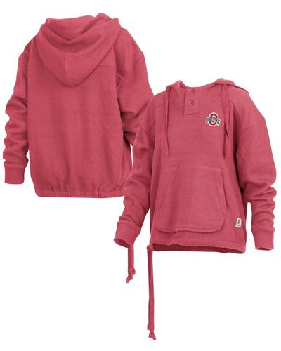 Pressbox Ohio State Buckeyes Amore Keisha Button Pullover Hoodie - Red