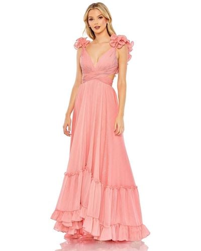 Mac Duggal Ruffle Sleeve Sweetheart A Line Gown - Pink