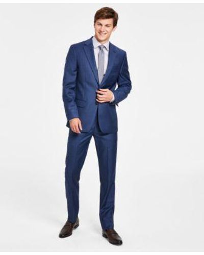 Calvin Klein Slim Fit Wool Blend Stretch Suit Separates - Blue