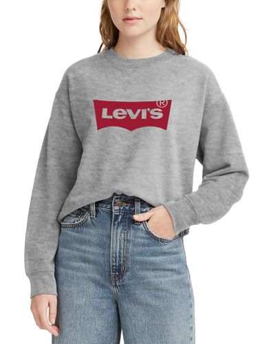 Levi's Comfy Logo Fleece Crewneck Sweatshirt - Gray