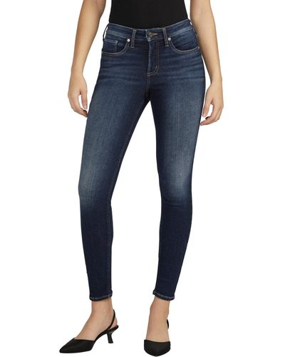 Silver Jeans Co. Infinite Fit Mid Rise Skinny Jeans - Blue