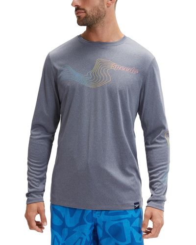 Speedo Long Sleeve Performance Graphic Swim Shirt - Blue