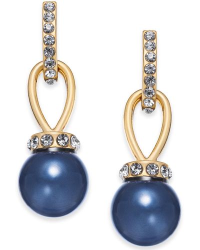 Charter Club Imitation Pearl And Pave Drop Earrings - Multicolor