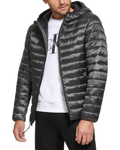 Calvin Klein Hooded & Quilted Packable Jacket - Gray