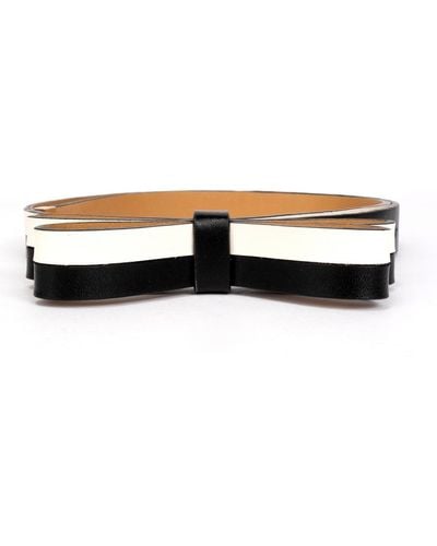 Kate Spade 19mm Double Leather Bow Belt - Black