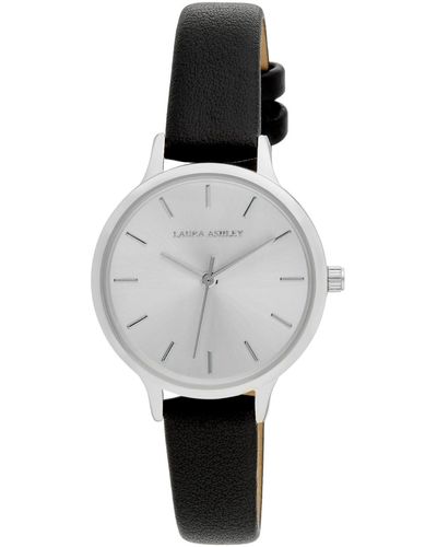 Laura Ashley Clean Black Faux Leather Watch 30mm - White