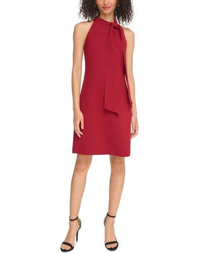 Vince Camuto Petite Tie-neck Shift Dress - Red
