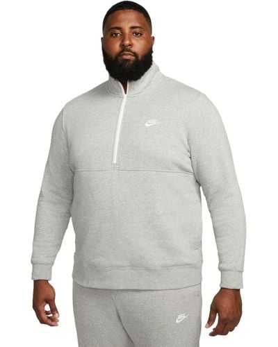 Nike Sportswear Club Brushed Back Half-zip Pullover - Gray