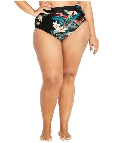 City Chic Plus Size Ingrid Ruched Print Brief - Blue
